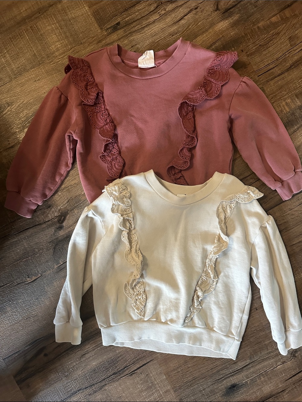 Girls Cotton On Ruffle Lace Pullover Sweatshirt - Mauve and Cream